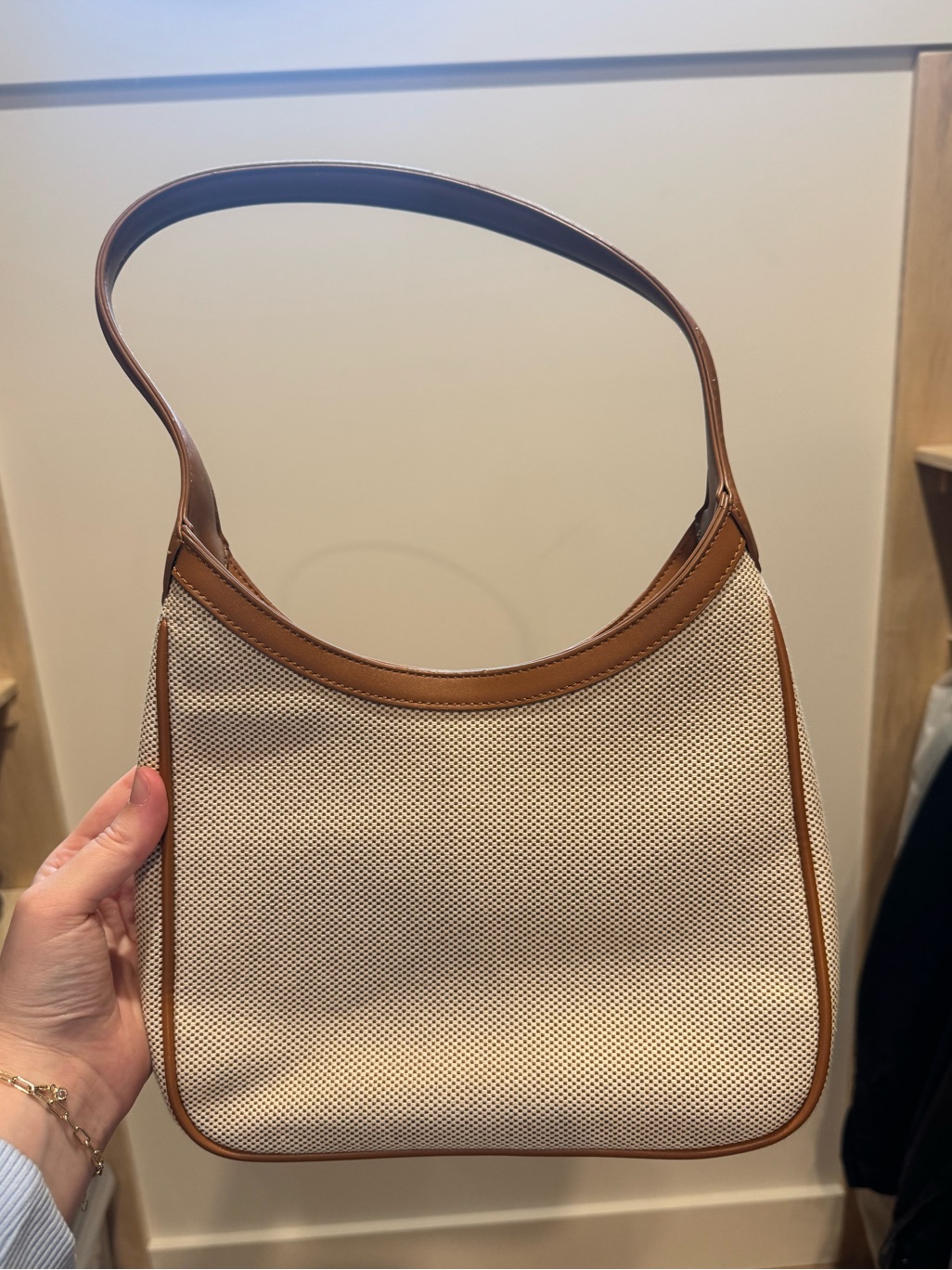 Miztique Canvas Woven Shoulder Bag Tan